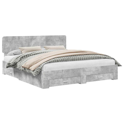 Struttura del letto con testiera Grigio cemento 200 x 200 cm | homemem39