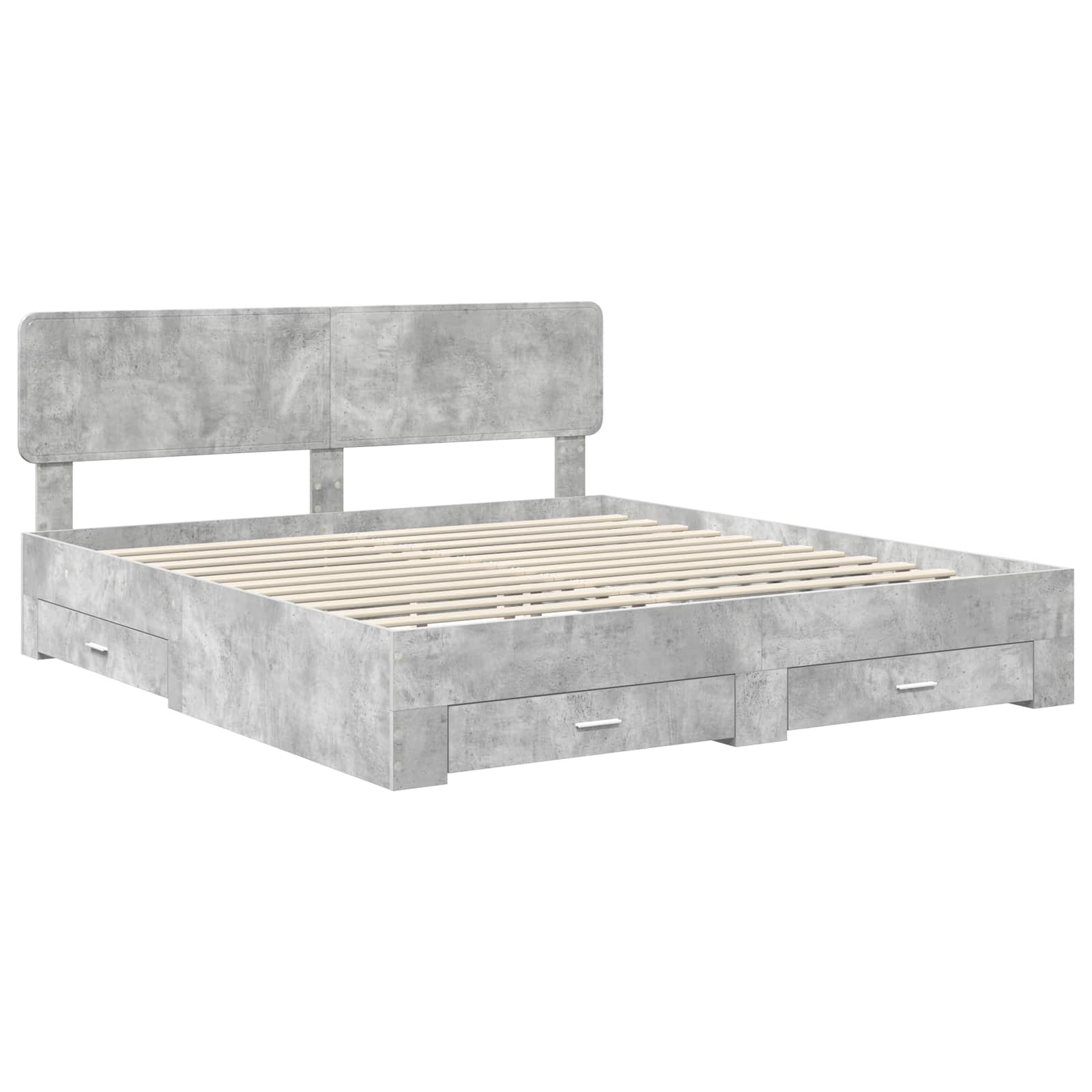 Struttura del letto con testiera Grigio cemento 200 x 200 cm | homemem39