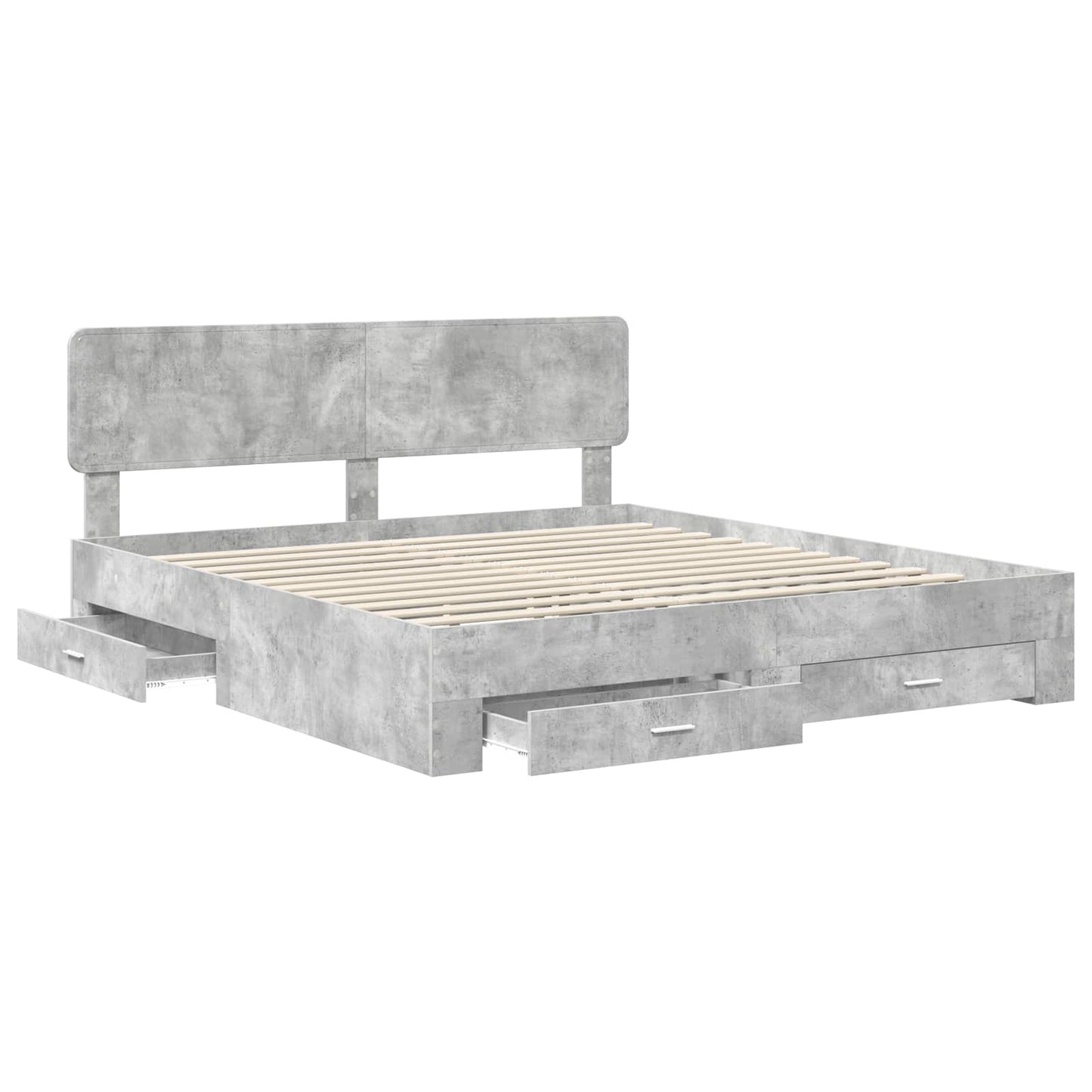 Struttura del letto con testiera Grigio cemento 200 x 200 cm | homemem39