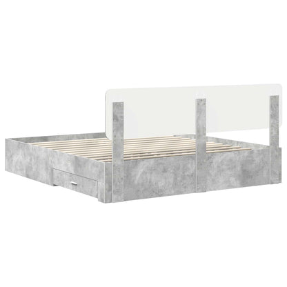 Struttura del letto con testiera Grigio cemento 200 x 200 cm | homemem39