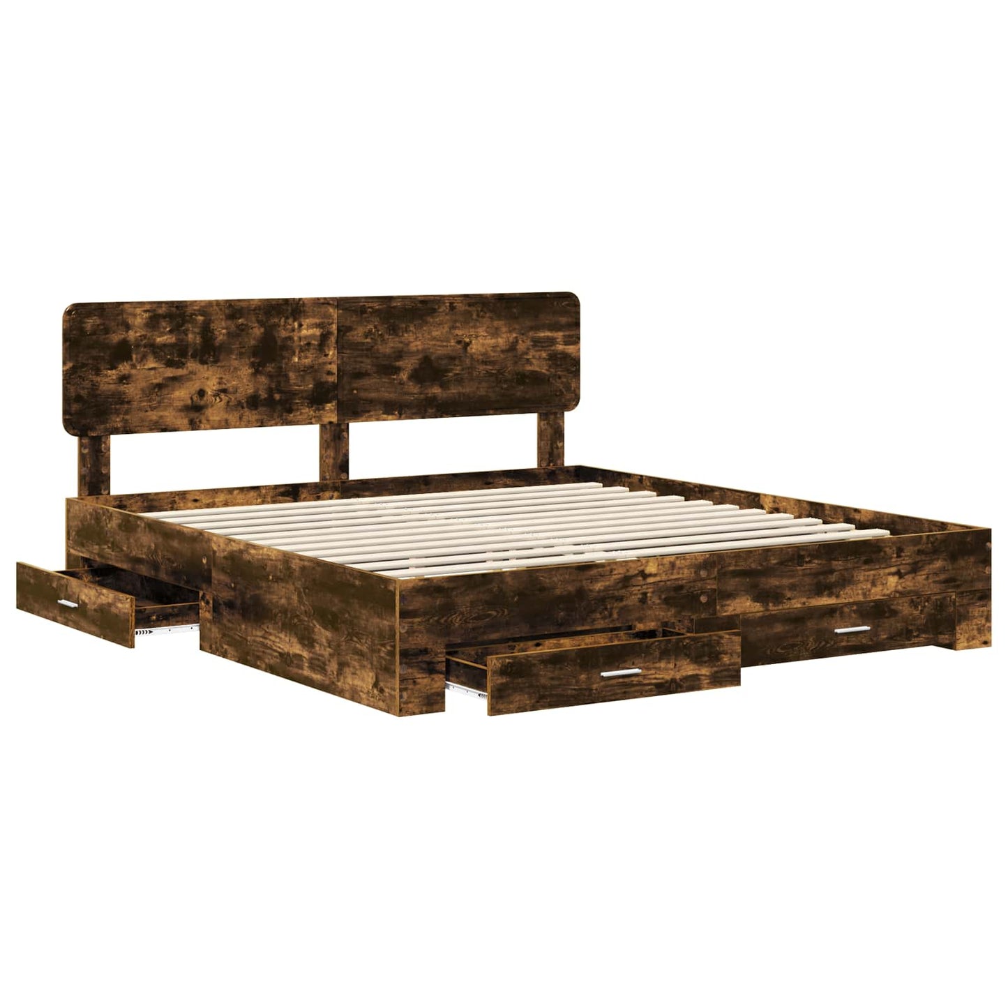 Struttura del letto Rovere fumé 200 x 200 cm Legno multistrato | homemem39