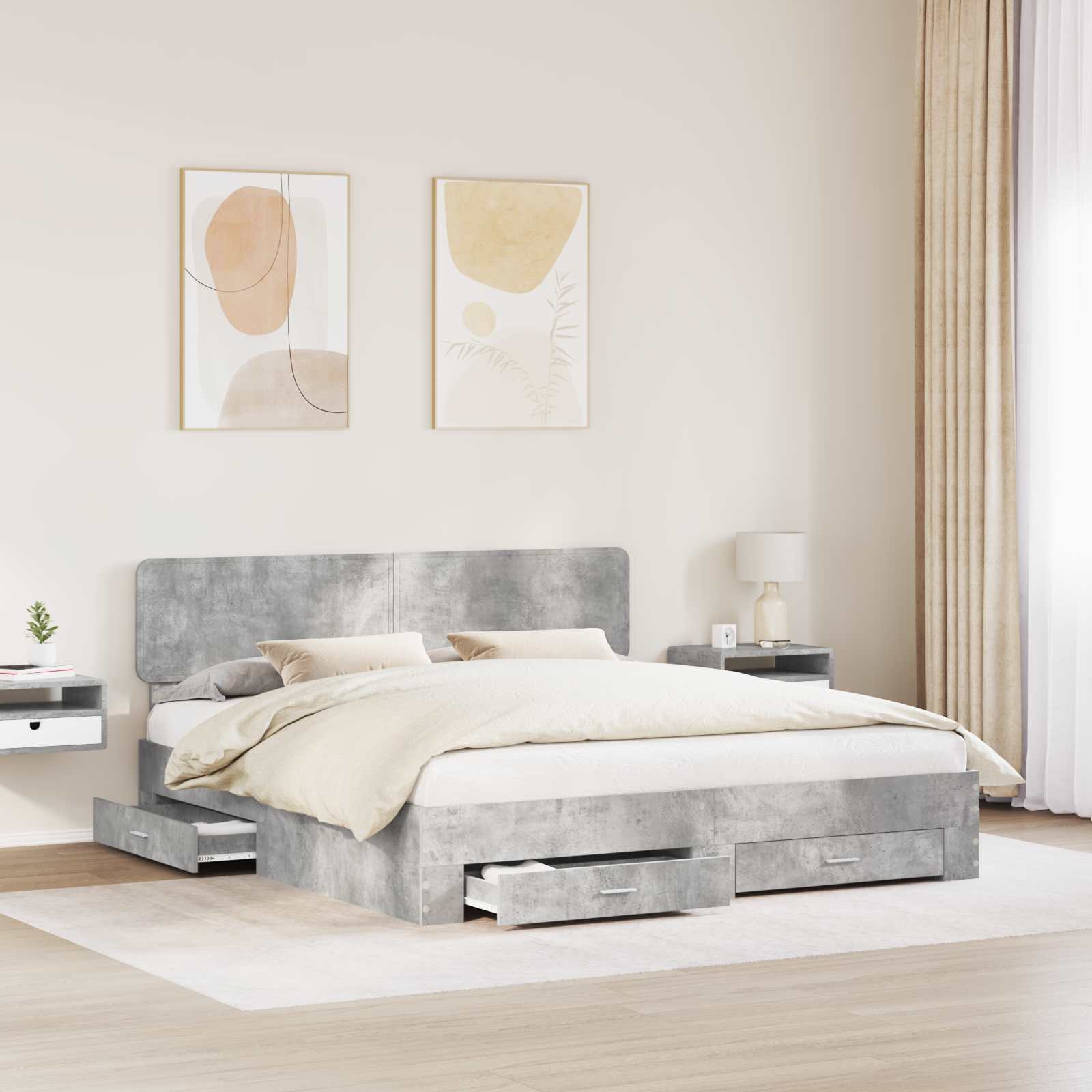 Struttura del letto con testiera Grigio cemento 180 x 200 cm | homemem39