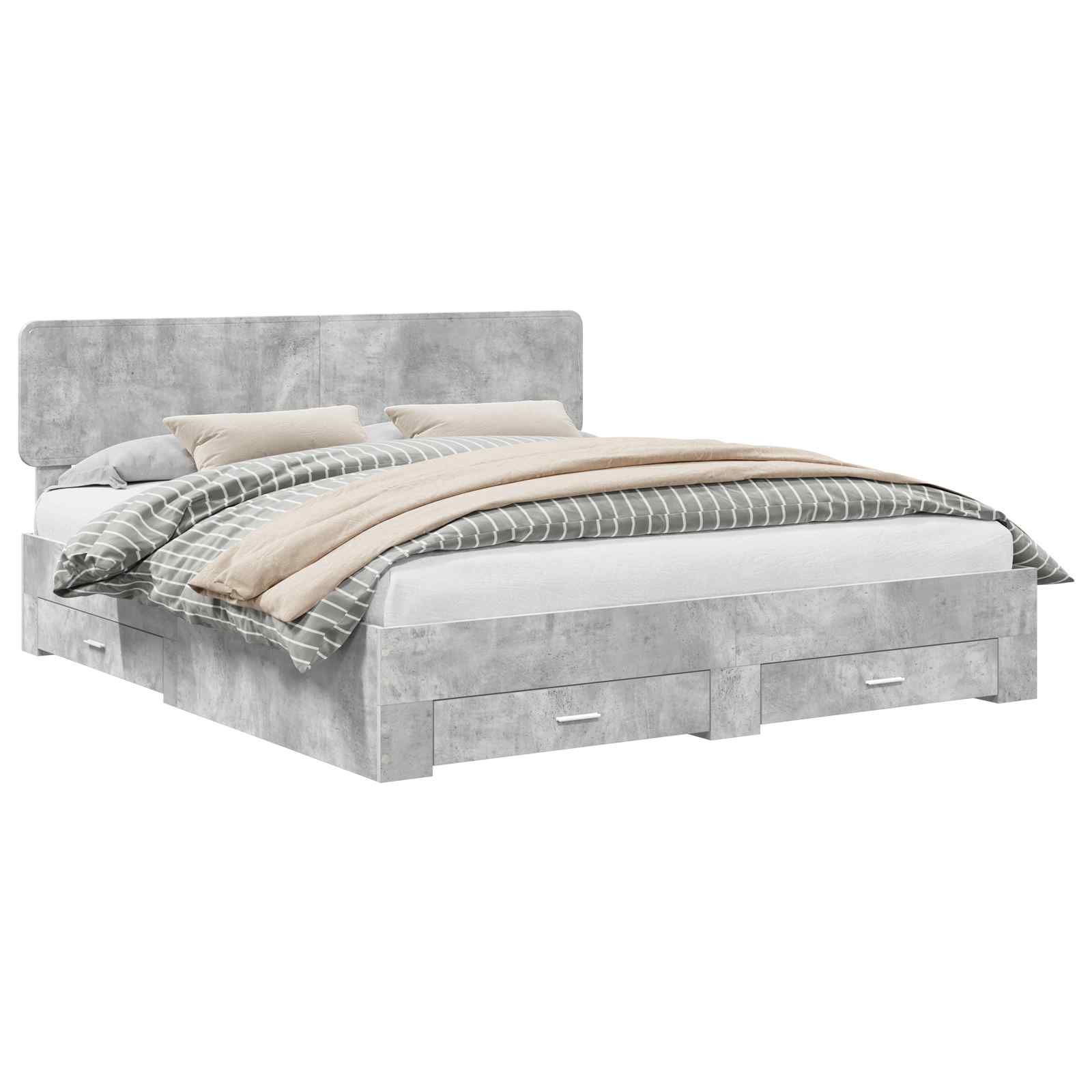 Struttura del letto con testiera Grigio cemento 180 x 200 cm | homemem39