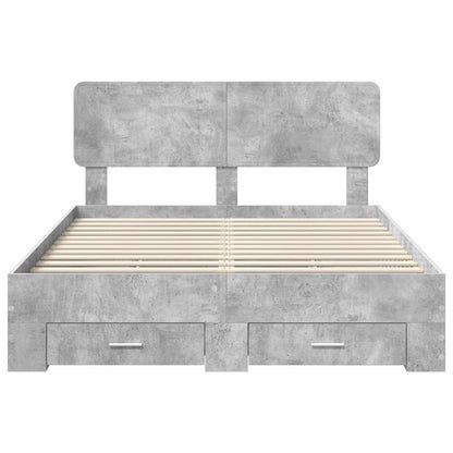 Struttura del letto con testiera Grigio cemento 150 x 200 cm | homemem39