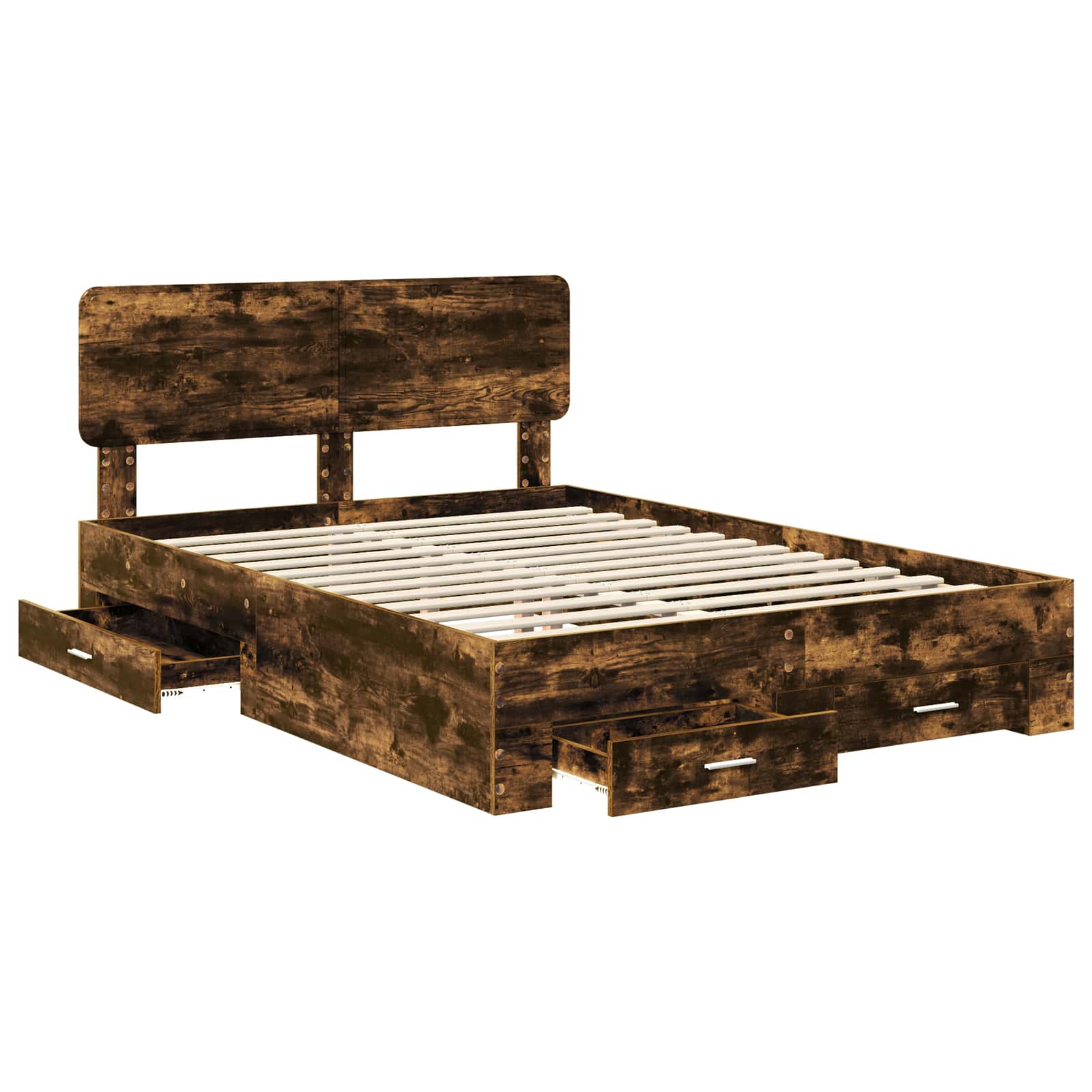 Struttura del letto Rovere fumé 150 x 200 cm Legno multistrato | homemem39