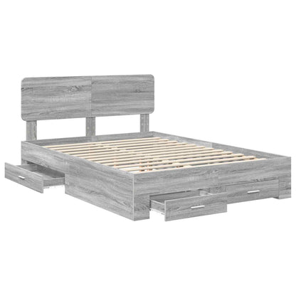 Struttura del letto con testiera Grigio Sonoma 150 x 200 cm | homemem39