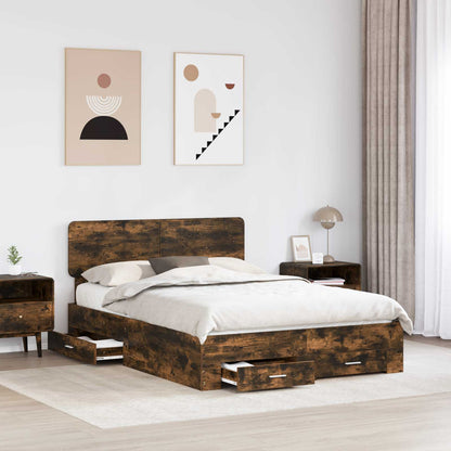 Struttura del letto Rovere fumé 140 x 200 cm Legno multistrato | homemem39