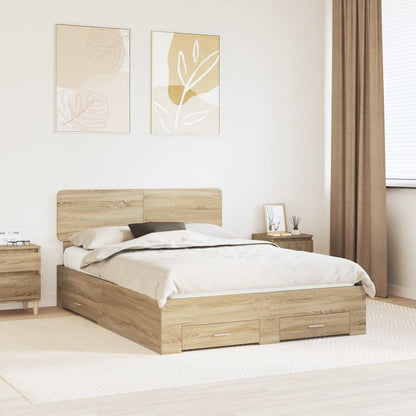 Struttura del letto con testiera Rovere Sonoma 140 x 190 cm | homemem39