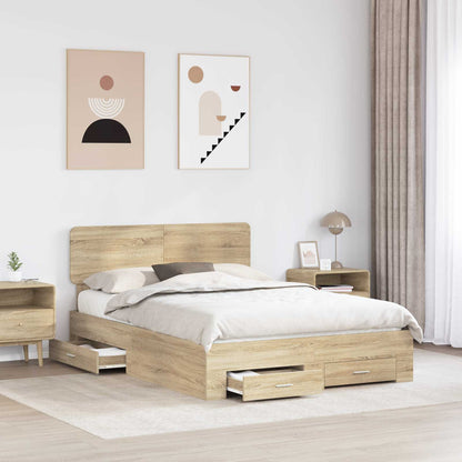Struttura del letto con testiera Rovere Sonoma 140 x 190 cm | homemem39