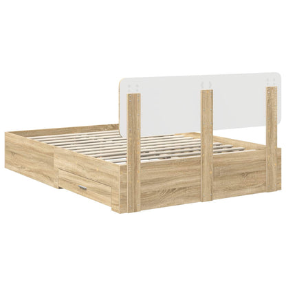Struttura del letto con testiera Rovere Sonoma 140 x 190 cm | homemem39