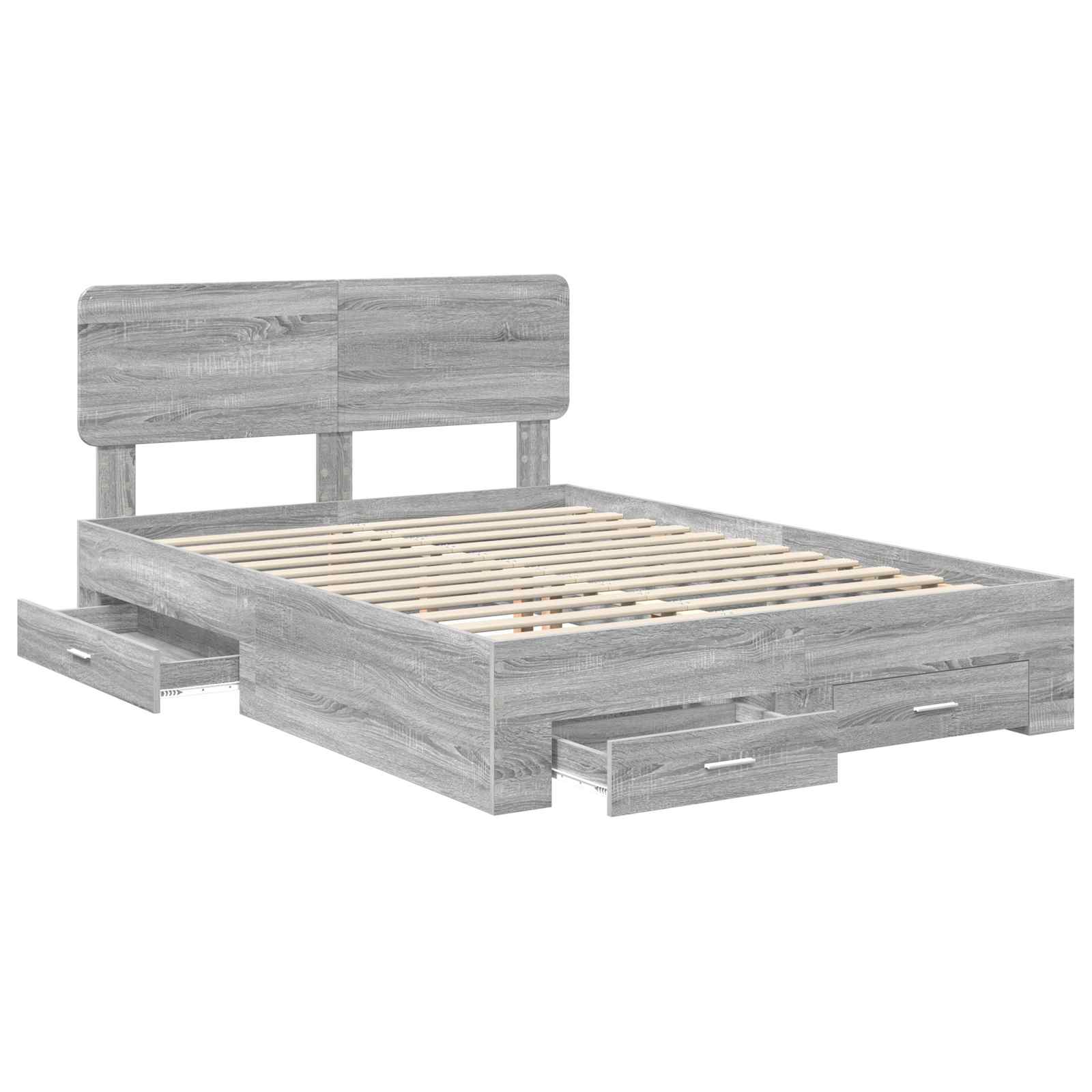 Struttura del letto con testiera Grigio Sonoma 140 x 190 cm | homemem39