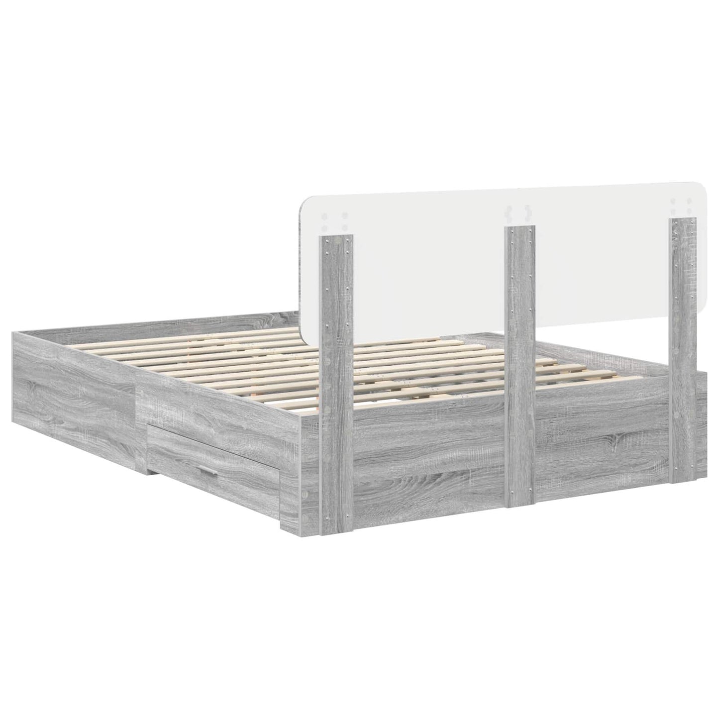 Struttura del letto con testiera Grigio Sonoma 140 x 190 cm | homemem39