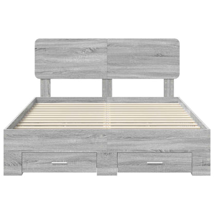 Struttura del letto con testiera Grigio Sonoma 140 x 190 cm | homemem39