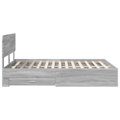 Struttura del letto con testiera Grigio Sonoma 140 x 190 cm | homemem39