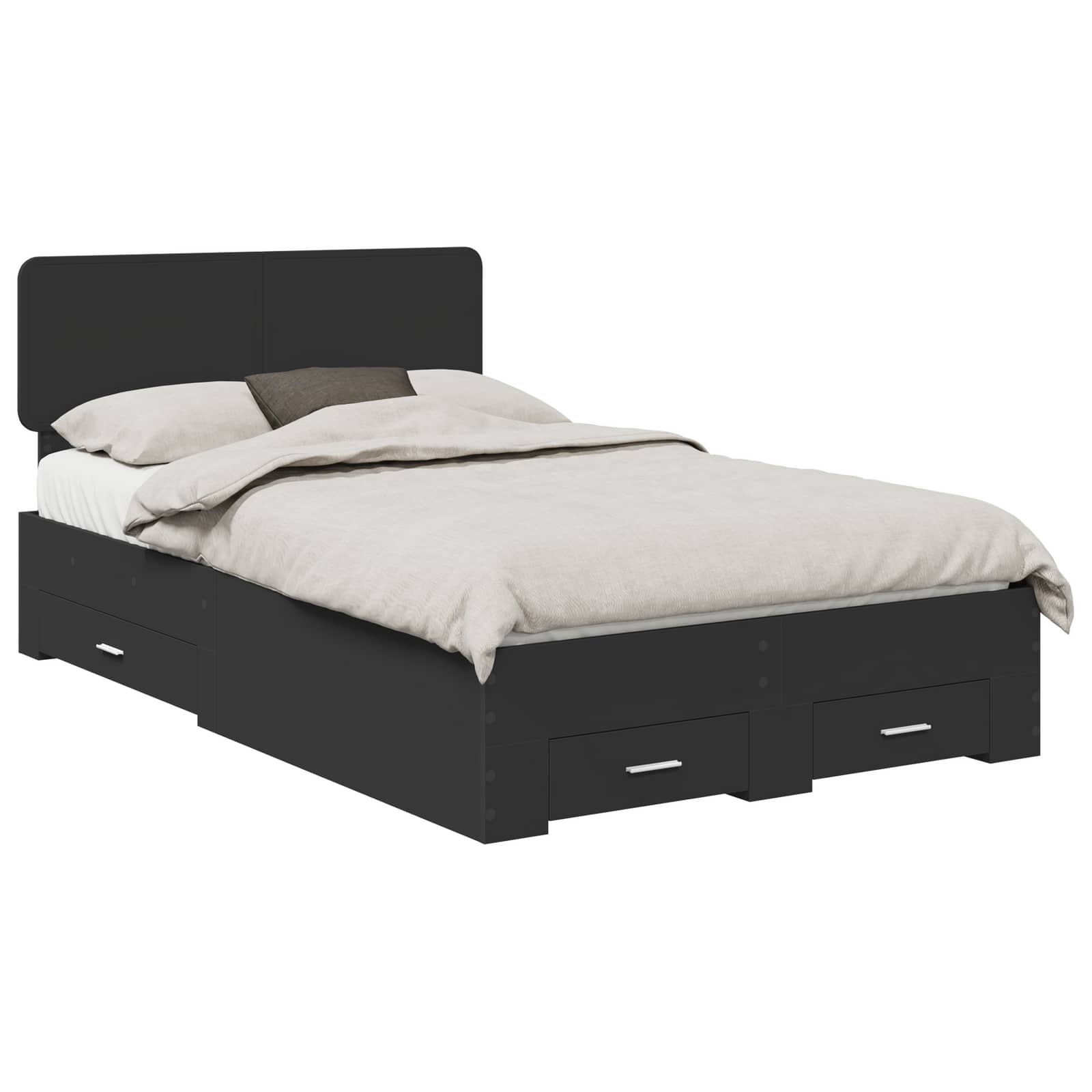 Struttura del letto Nero 135 x 190 cm Legno multistrato | homemem39