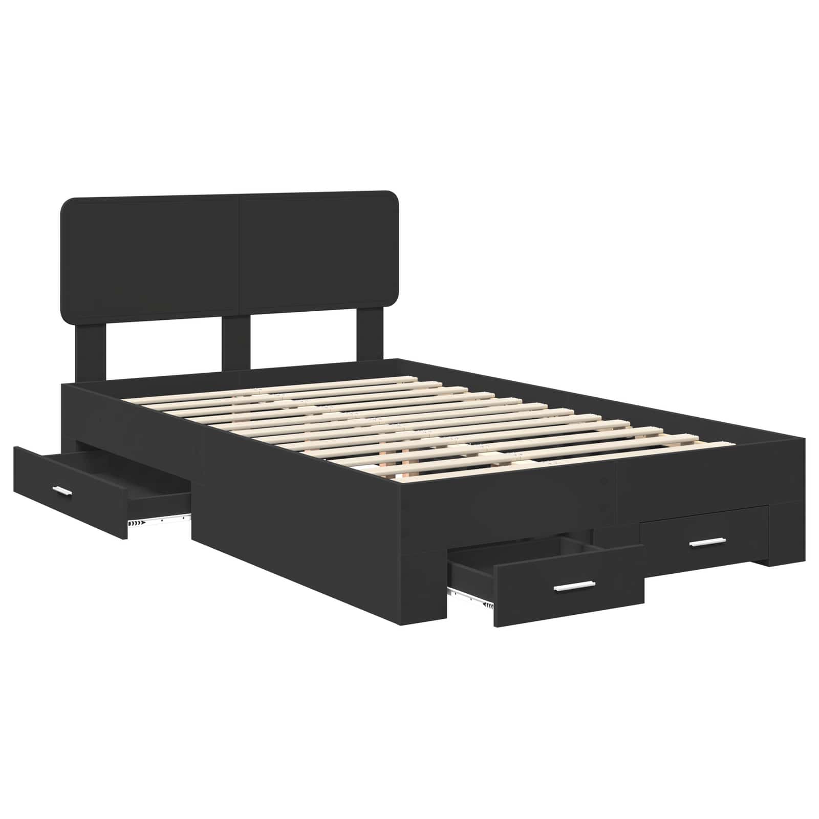 Struttura del letto Nero 135 x 190 cm Legno multistrato | homemem39