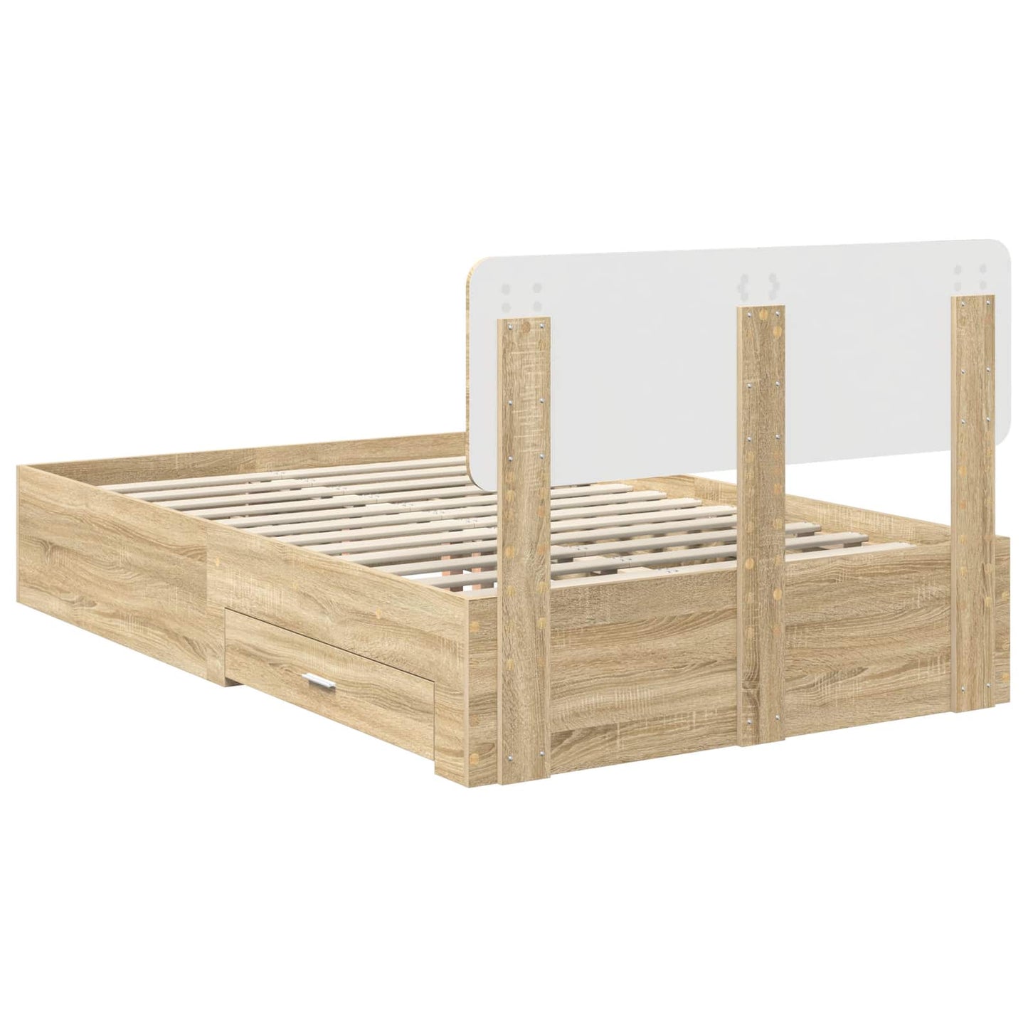 Struttura del letto con testiera Rovere Sonoma 135 x 190 cm | homemem39