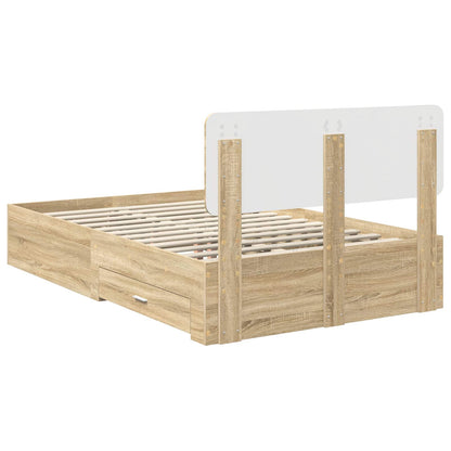 Struttura del letto con testiera Rovere Sonoma 135 x 190 cm | homemem39