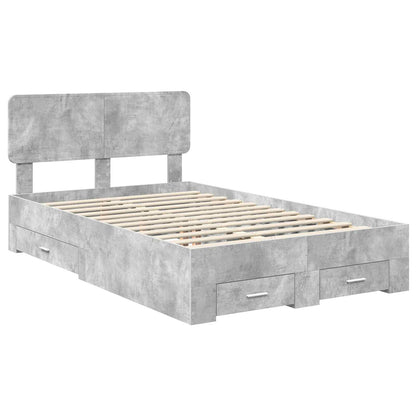 Struttura del letto con testiera Grigio cemento 135 x 190 cm | homemem39