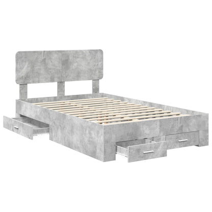 Struttura del letto con testiera Grigio cemento 135 x 190 cm | homemem39