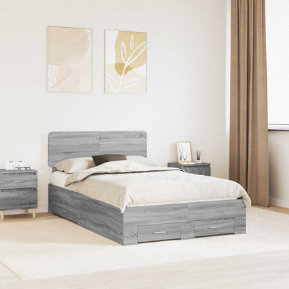 Struttura del letto con testiera Grigio Sonoma 135 x 190 cm | homemem39