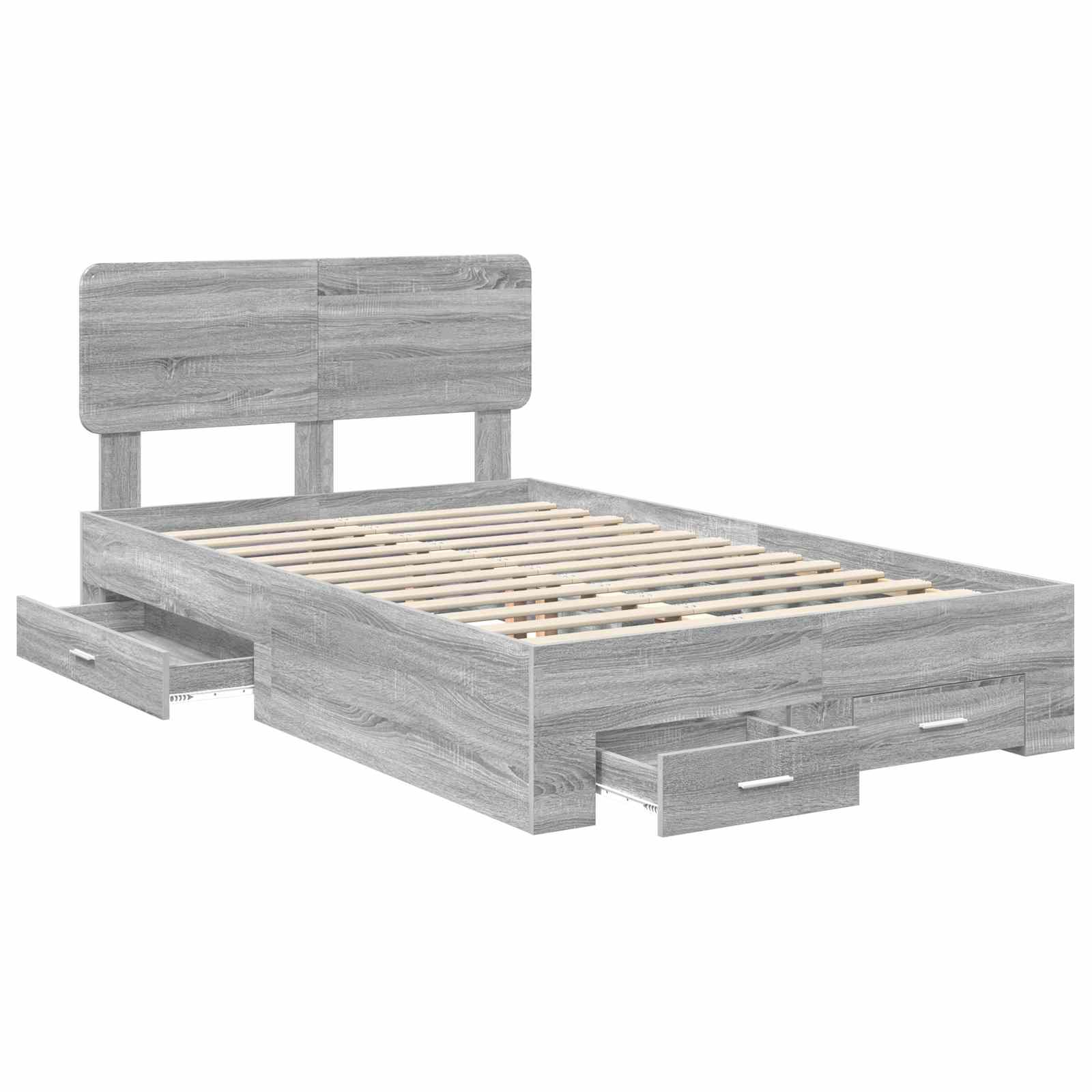 Struttura del letto con testiera Grigio Sonoma 135 x 190 cm | homemem39