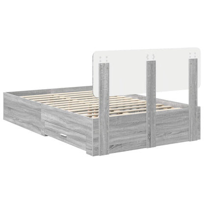 Struttura del letto con testiera Grigio Sonoma 135 x 190 cm | homemem39