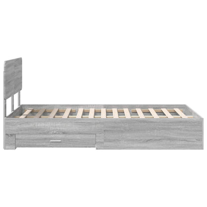 Struttura del letto con testiera Grigio Sonoma 135 x 190 cm | homemem39