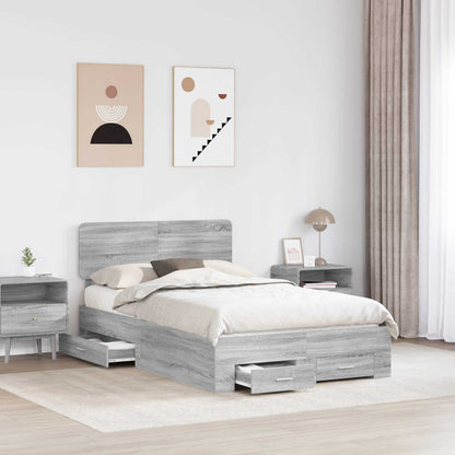 Struttura del letto con testiera Grigio Sonoma 120 x 200 cm | homemem39