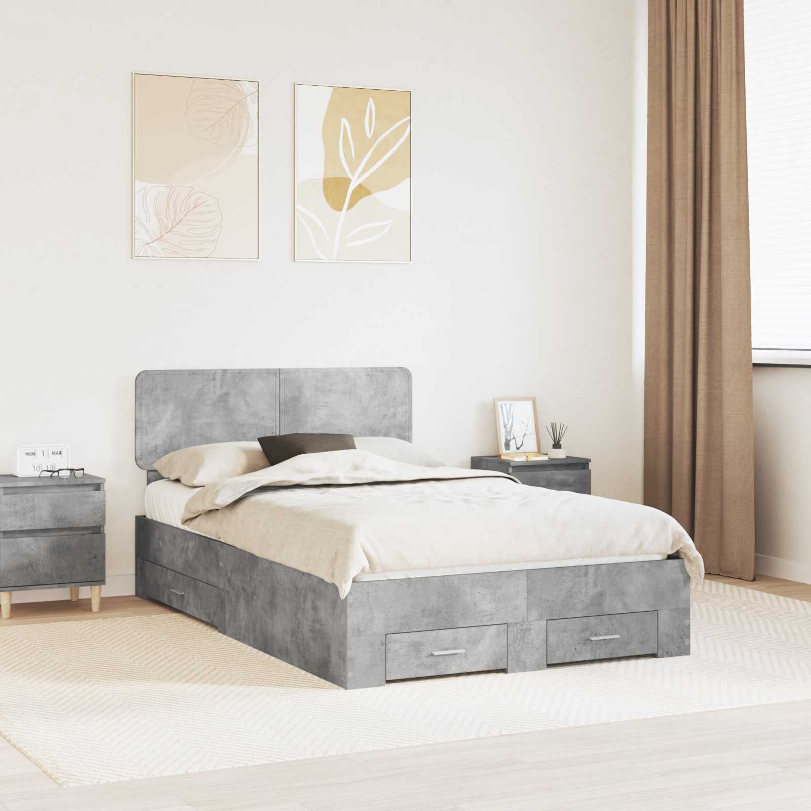 Struttura del letto con testiera Grigio cemento 120 x 190 cm | homemem39