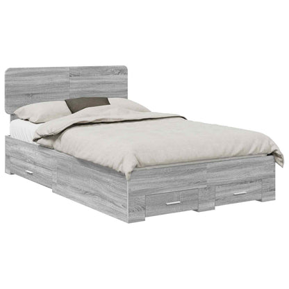 Struttura del letto con testiera Grigio Sonoma 120 x 190 cm | homemem39