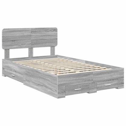 Struttura del letto con testiera Grigio Sonoma 120 x 190 cm | homemem39