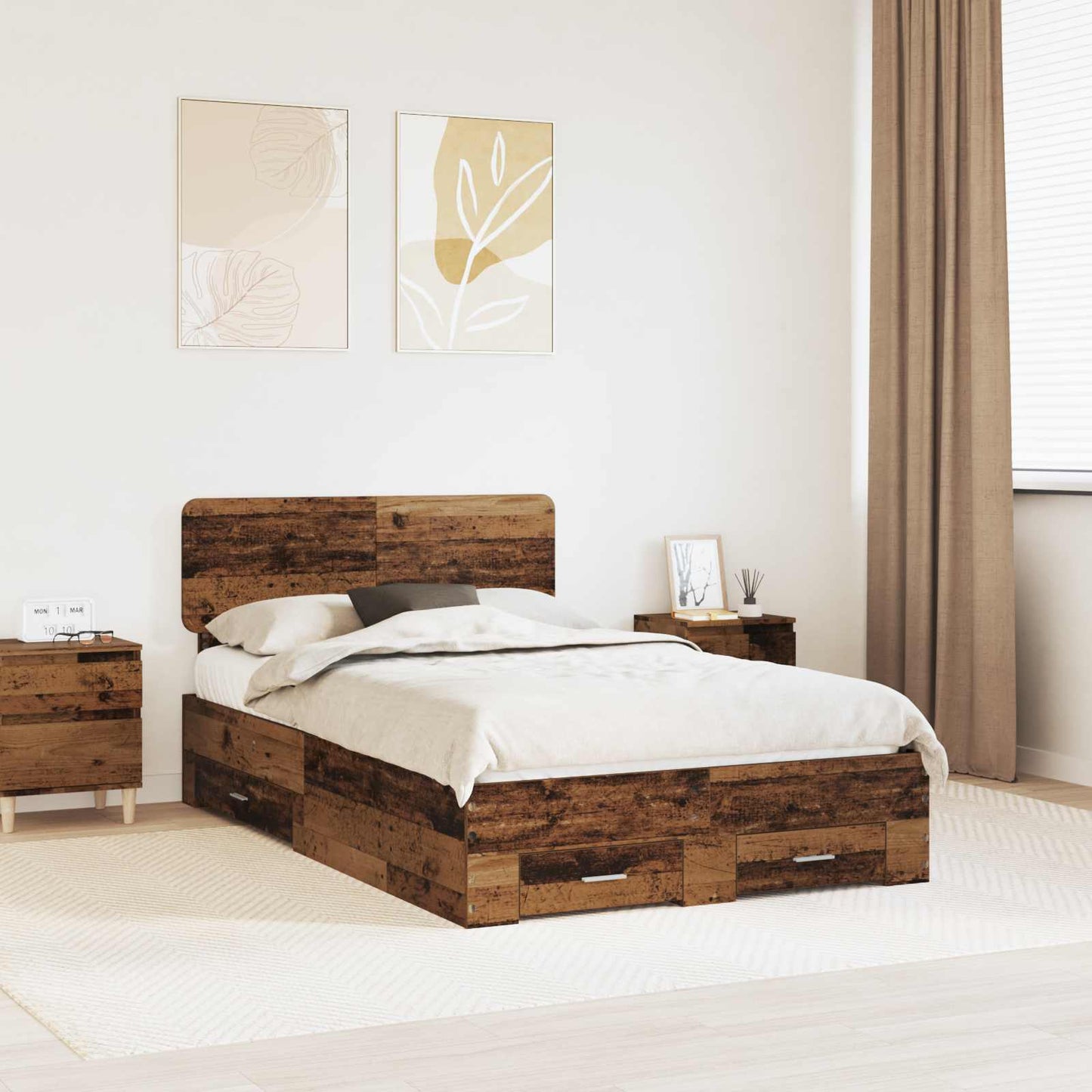 Struttura del letto con testiera Legno vecchio 120 x 190 cm | homemem39