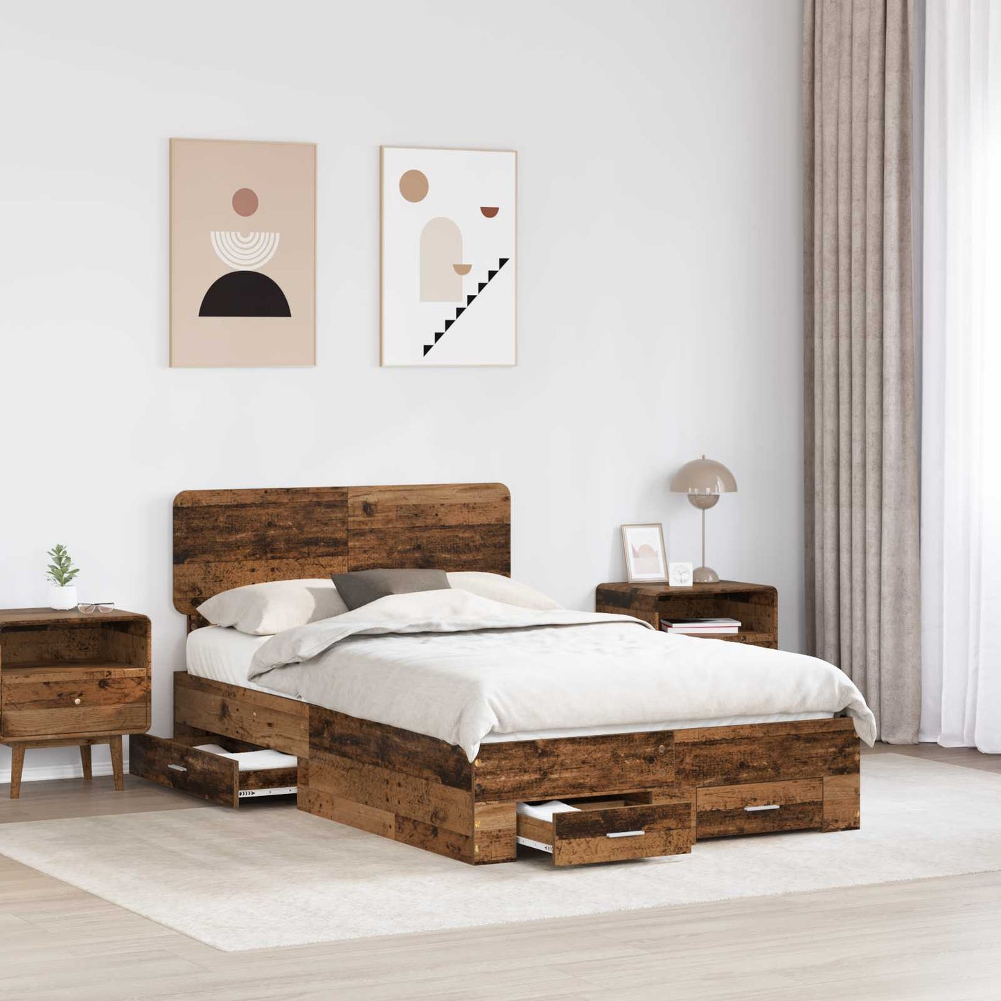 Struttura del letto con testiera Legno vecchio 120 x 190 cm | homemem39