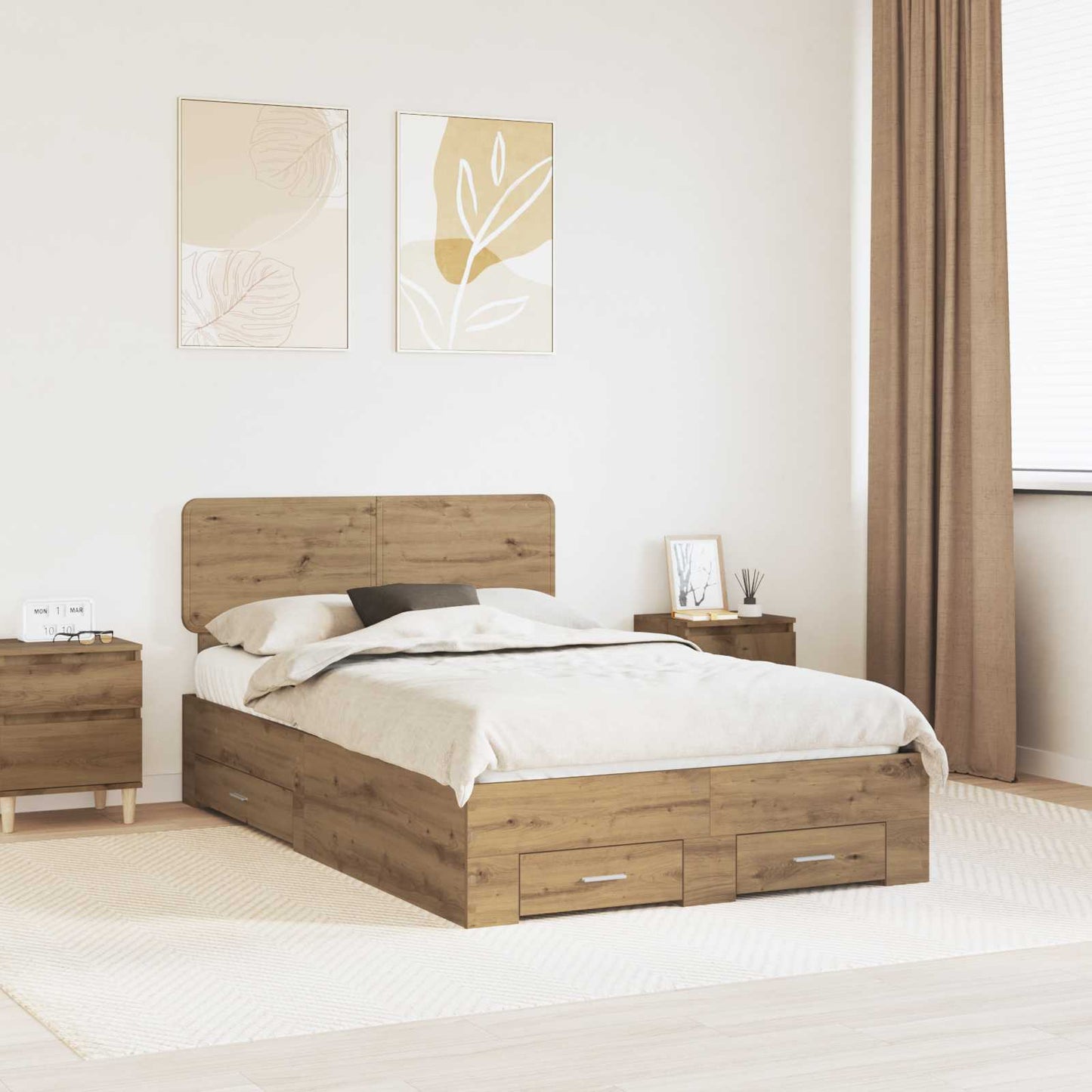 Struttura del letto Rovere artigianale 120 x 190 cm | homemem39