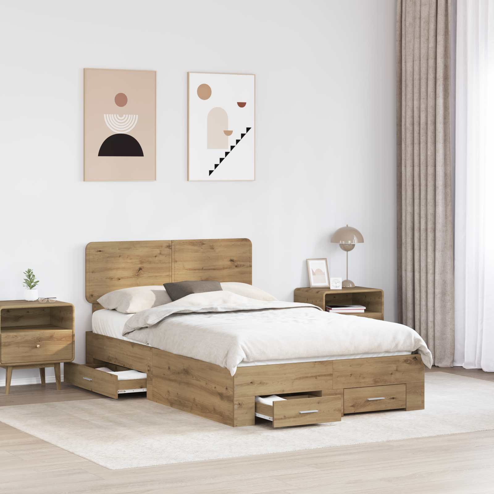 Struttura del letto Rovere artigianale 120 x 190 cm | homemem39