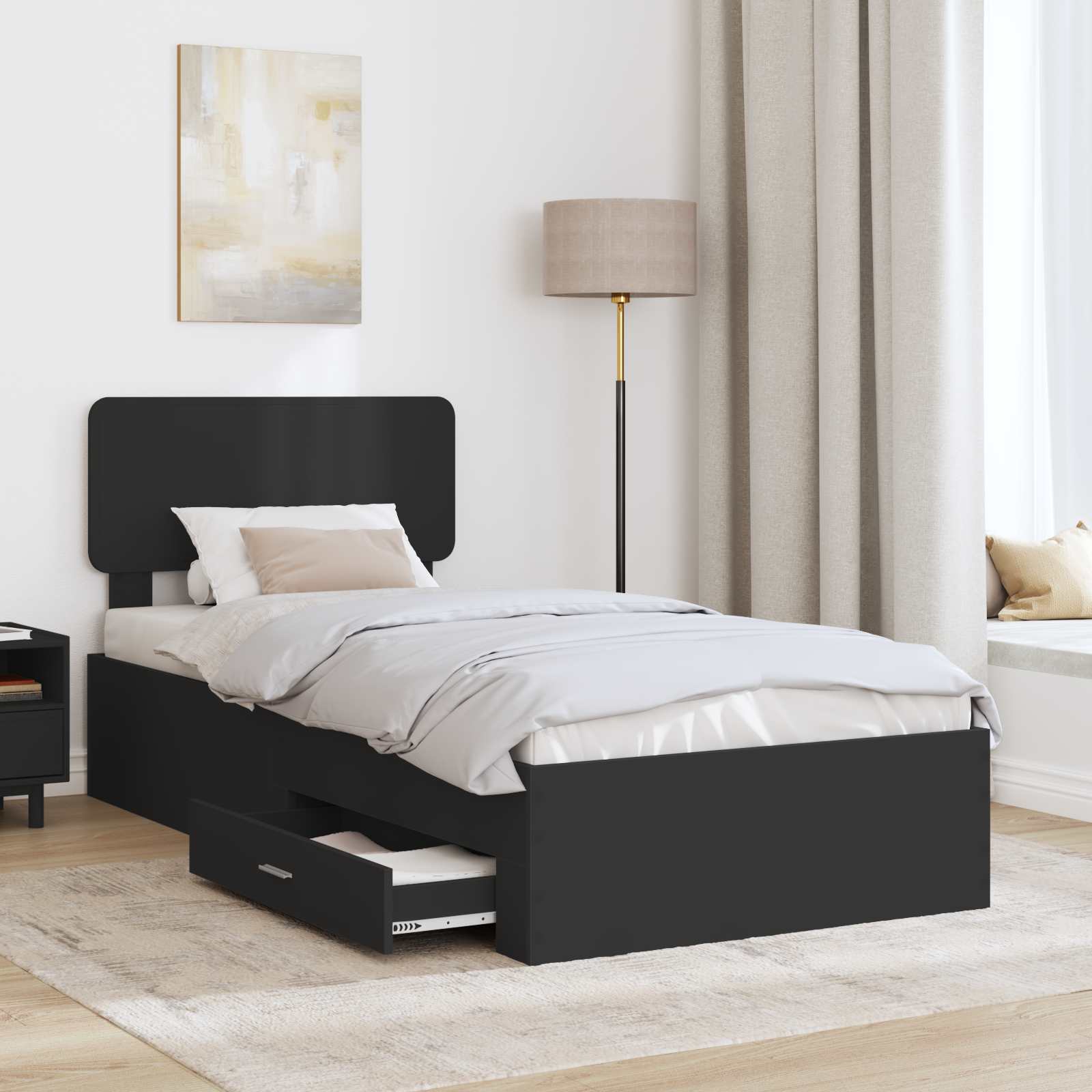 Struttura del letto Nero 100 x 200 cm Legno multistrato | homemem39