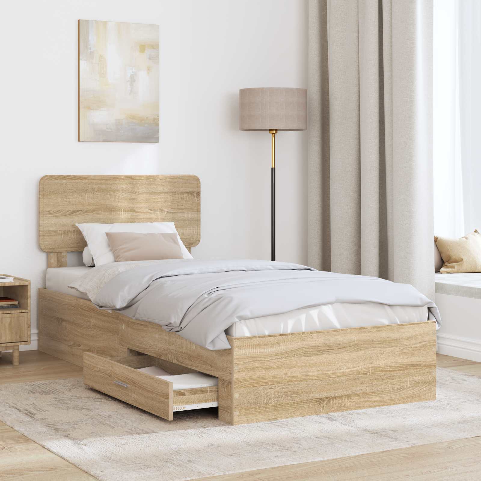 Struttura del letto con testiera Rovere Sonoma 100 x 200 cm | homemem39