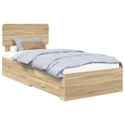 Struttura del letto con testiera Rovere Sonoma 100 x 200 cm | homemem39