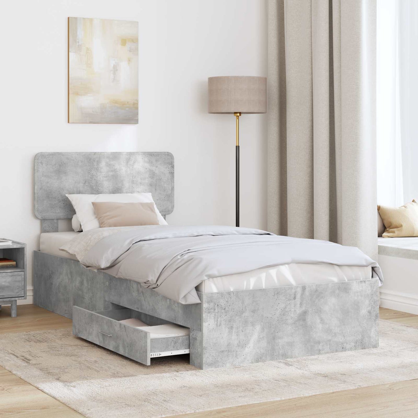 Struttura del letto con testiera Grigio cemento 100 x 200 cm | homemem39