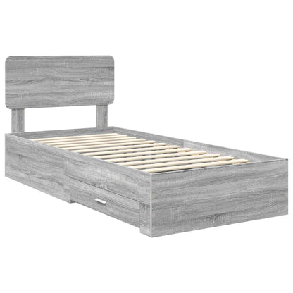 Struttura del letto con testiera Grigio Sonoma 100 x 200 cm | homemem39