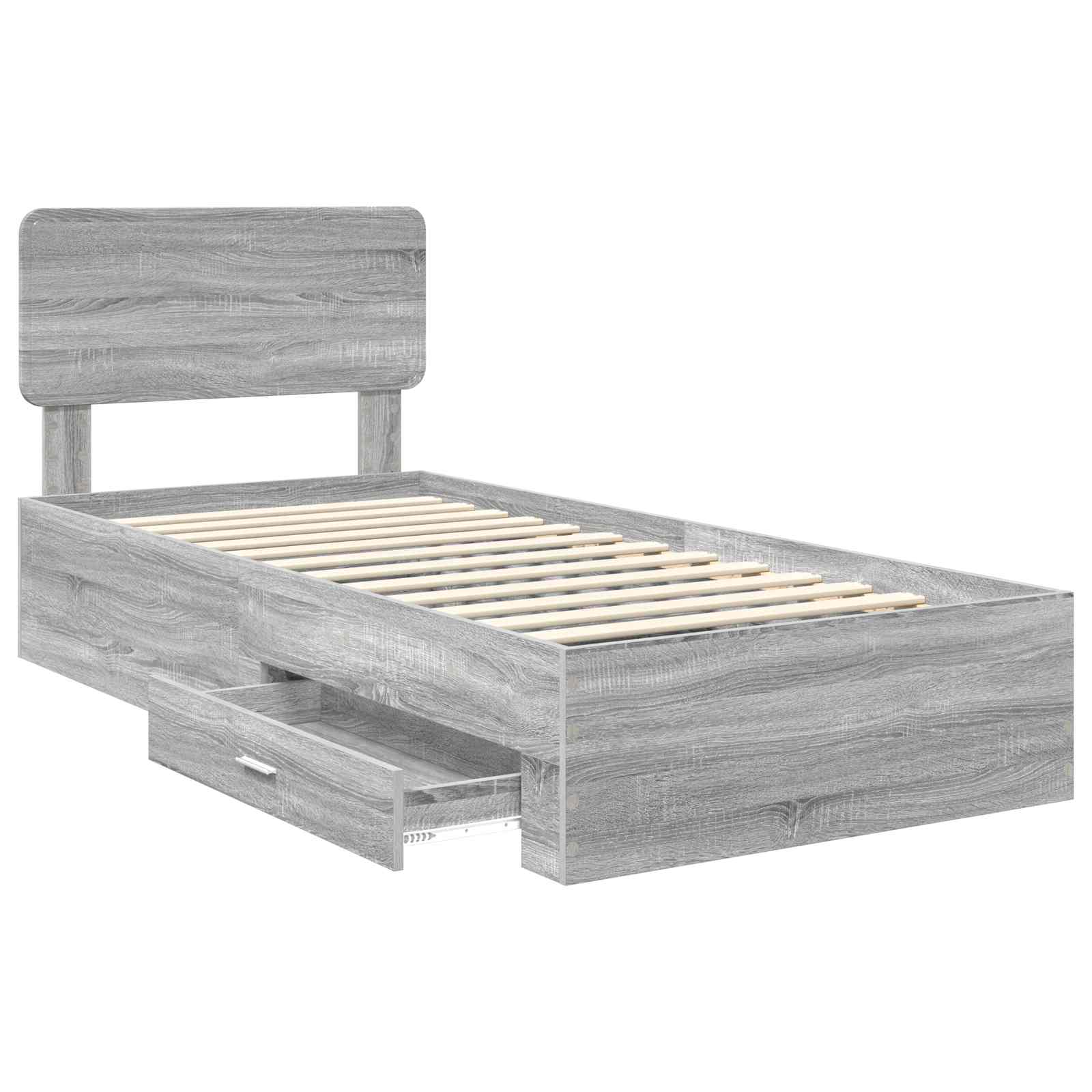Struttura del letto con testiera Grigio Sonoma 100 x 200 cm | homemem39
