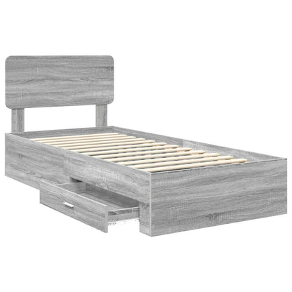 Struttura del letto con testiera Grigio Sonoma 100 x 200 cm | homemem39