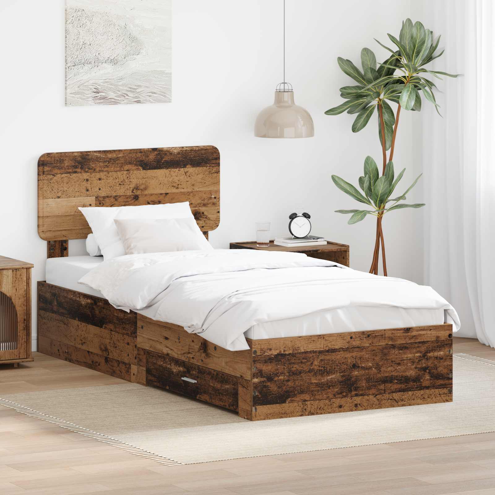 Struttura del letto con testiera Legno vecchio 100 x 200 cm | homemem39