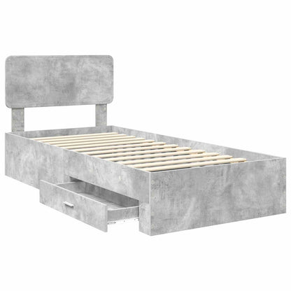 Struttura del letto con testiera Grigio cemento 90 x 200 cm | homemem39