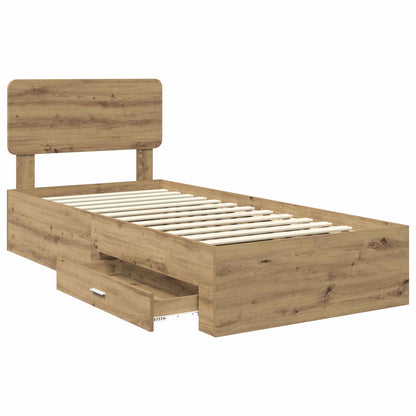 Struttura del letto con cassetto Rovere artigianale 90 x 200 cm | homemem39