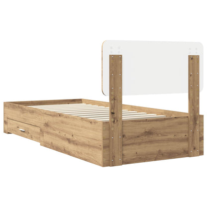 Struttura del letto con cassetto Rovere artigianale 90 x 200 cm | homemem39