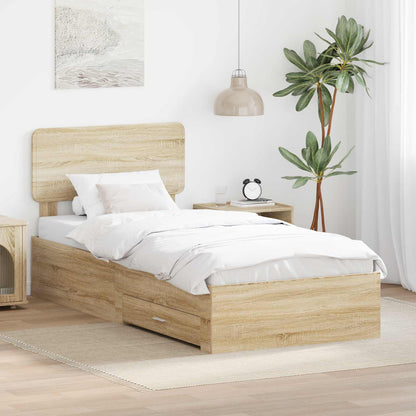 Struttura del letto Rovere Sonoma 90 x 190 cm Legno multistrato | homemem39