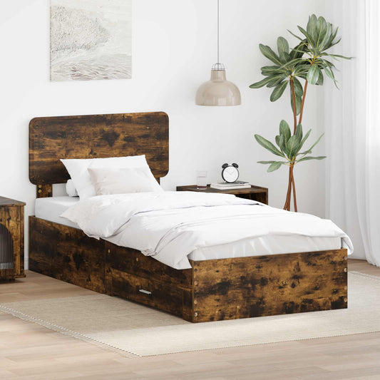 Struttura del letto Rovere fumé 90 x 190 cm Legno multistrato | homemem39