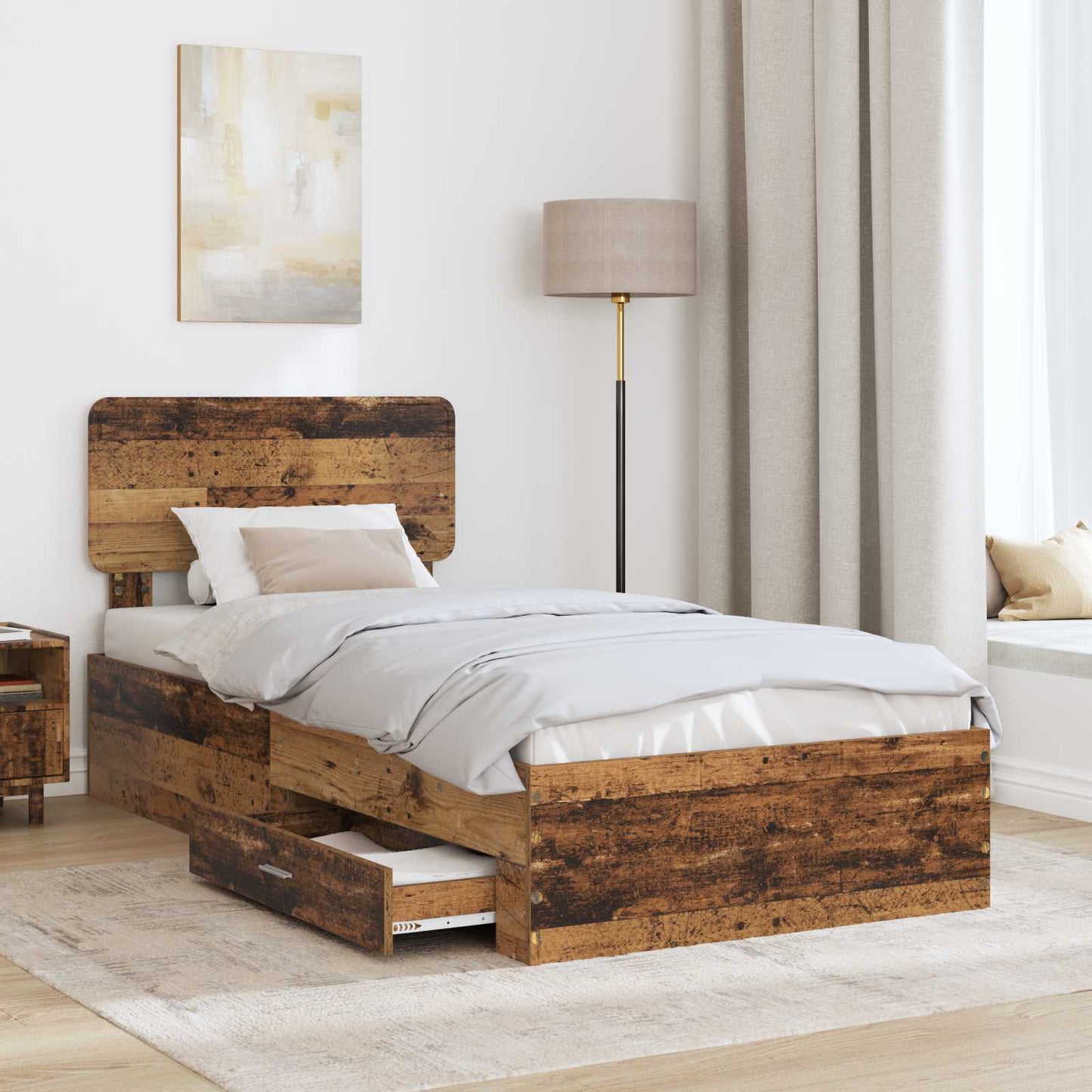 Struttura del letto Legno vecchio 90 x 190 cm Legno multistrato | homemem39